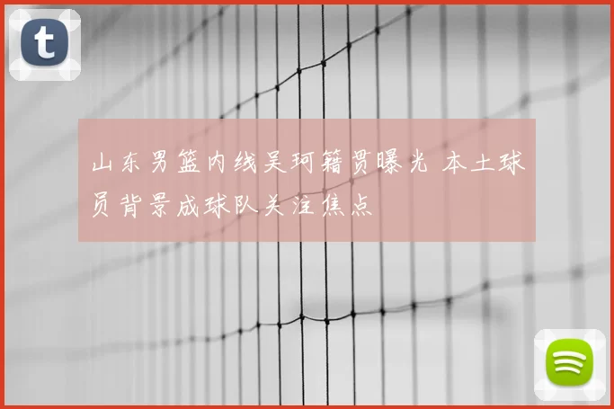 山东男篮内线吴珂籍贯曝光 本土球员背景成球队关注焦点